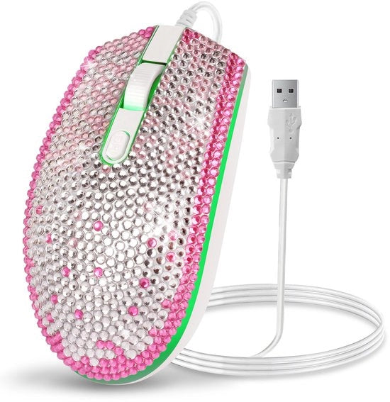 Mouse USB con diamanti con design a diamanti e luci decorative
