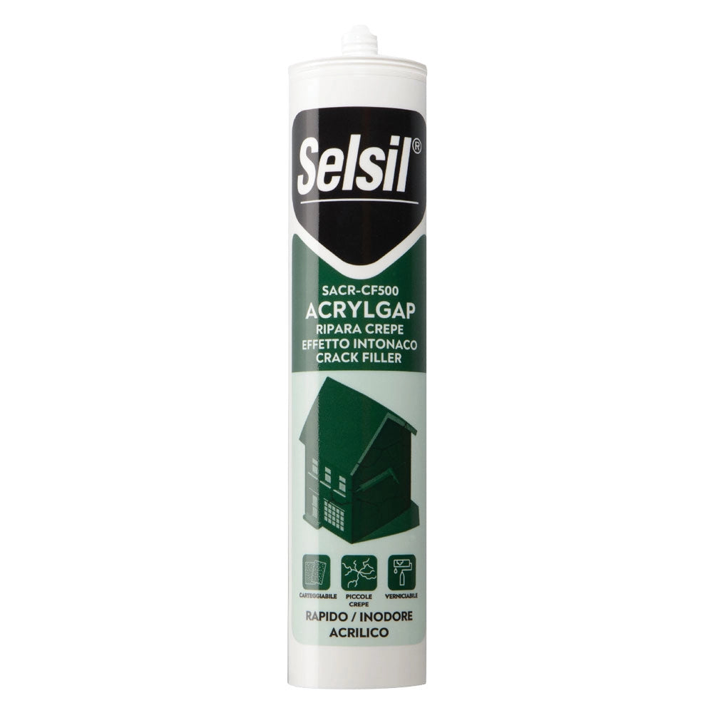 SILICONE ACRILICO EFFETTO RUVIDO 'SACR-CF500' bianco ml 310 (ral 9010)- 12 pezzi  - SELSIL