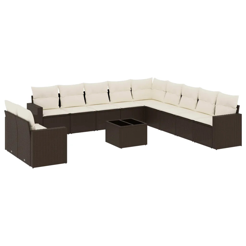 Set Divani da Giardino 12 pz con Cuscini Marrone in Polyrattan 3219193