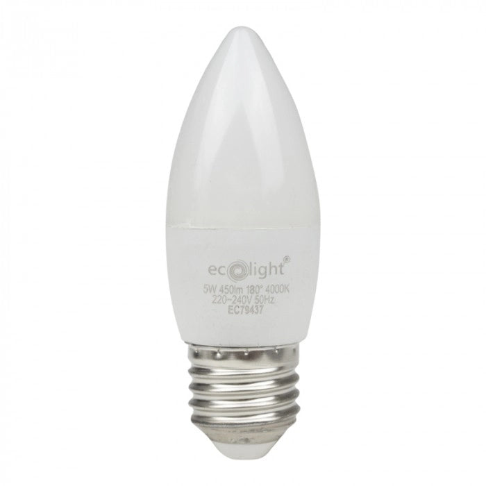 Lampadina LED candela E27 5W 4000K 450lm Ecolight
