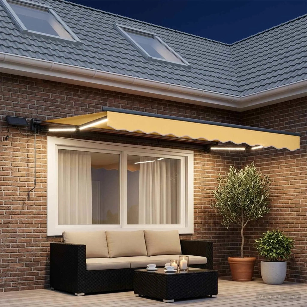 Cornice per Tenda Manuale con LED Sabbia 5 × 3,5 m 3426451
