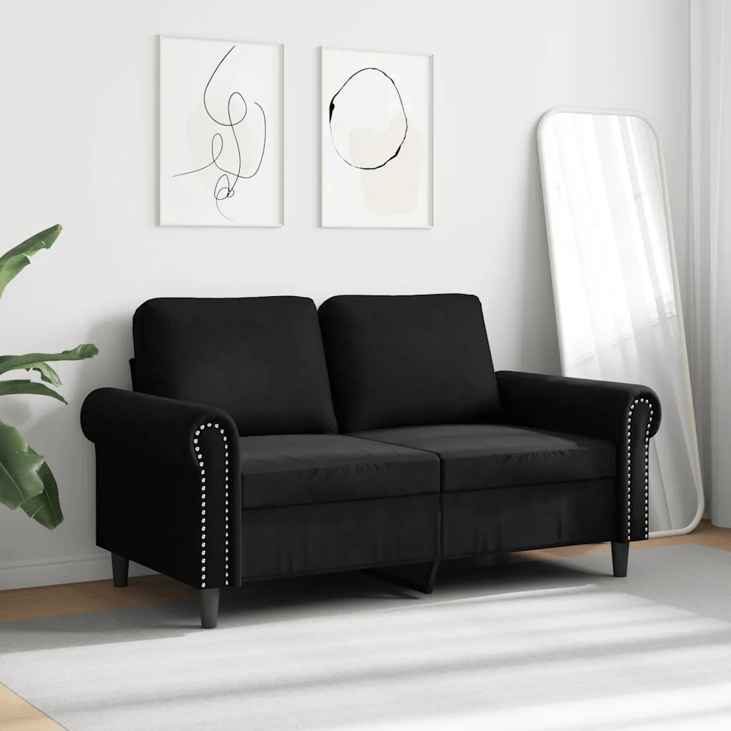 Divano a 2 Posti-Sofa 2 Posti Nero 120 cm in Velluto 747003