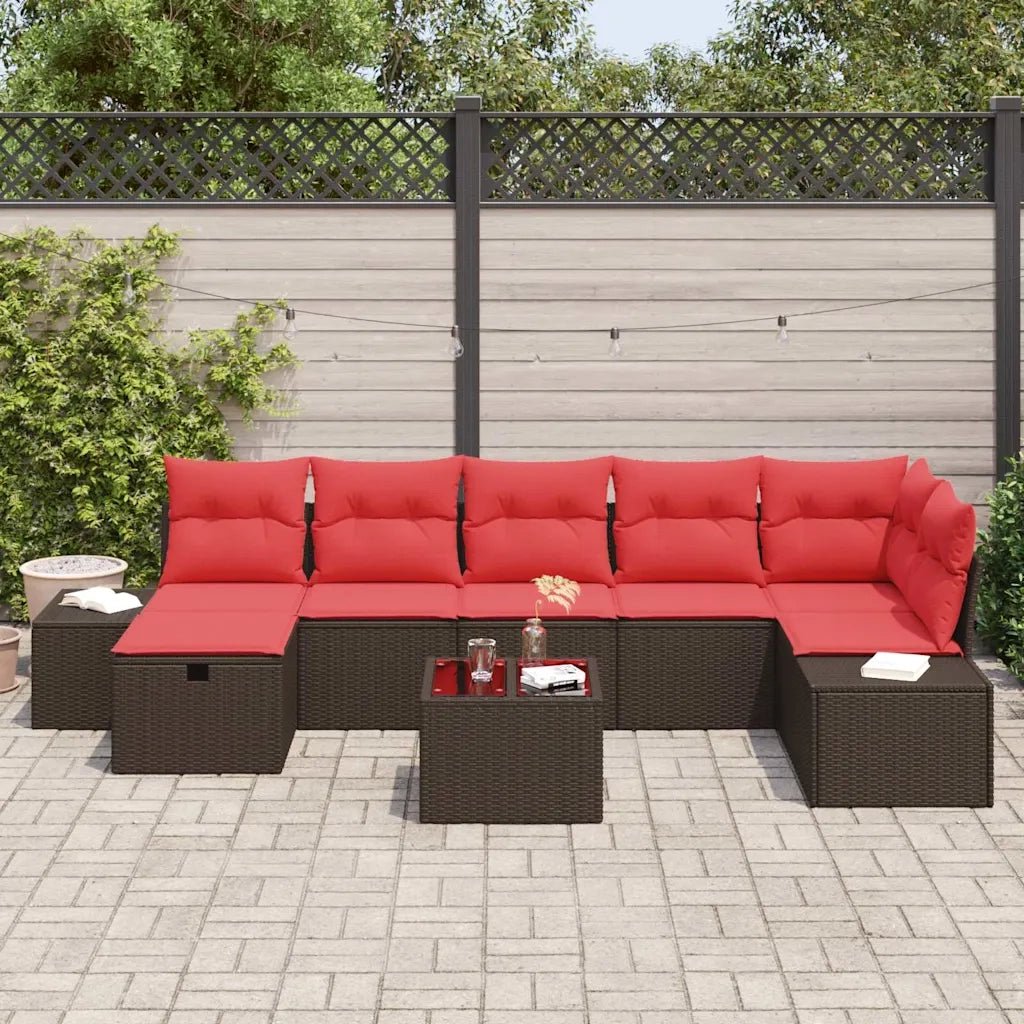 Set Divano da Giardino con cuscino 8 pcs Marrone polyrattan 3359413