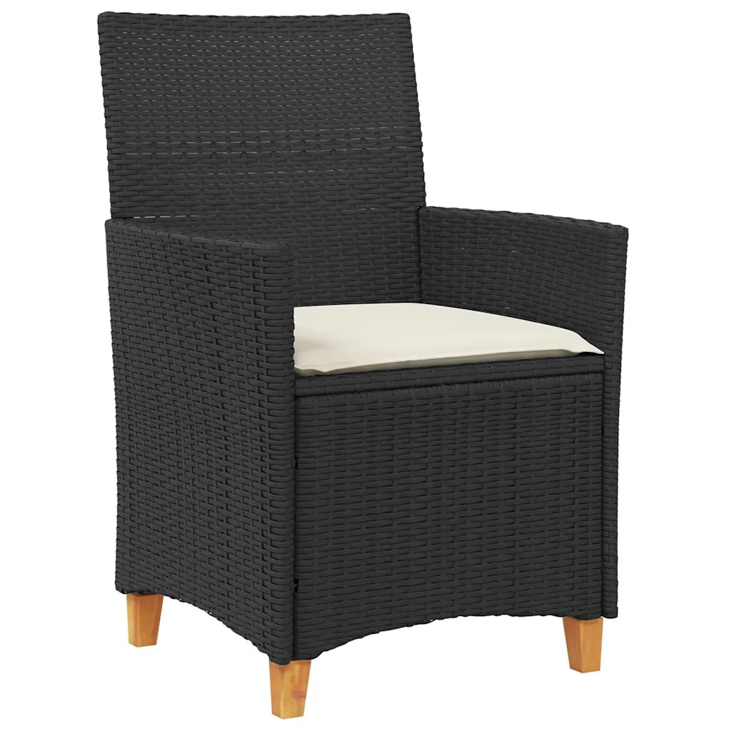 Set da Pranzo per Giardino 7 pcs Nero polyrattan 3381070