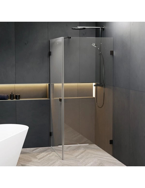 Box doccia angolare sinistro SCANDIC NXT 201 RIHO 90x90 x200cm con cerniera nera
