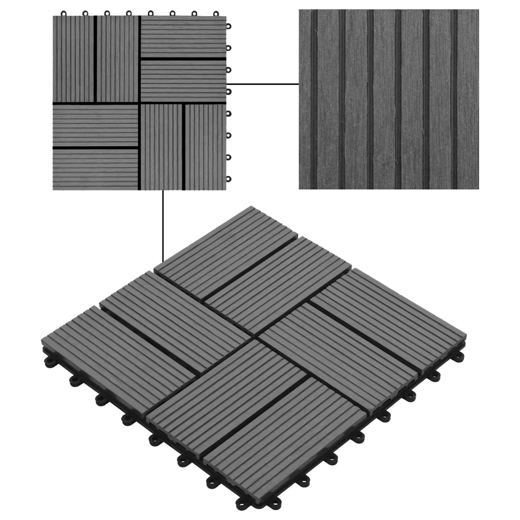 Piastrella per Decking 11 pcs Grigio 30 x 30 cm WPC 42046675