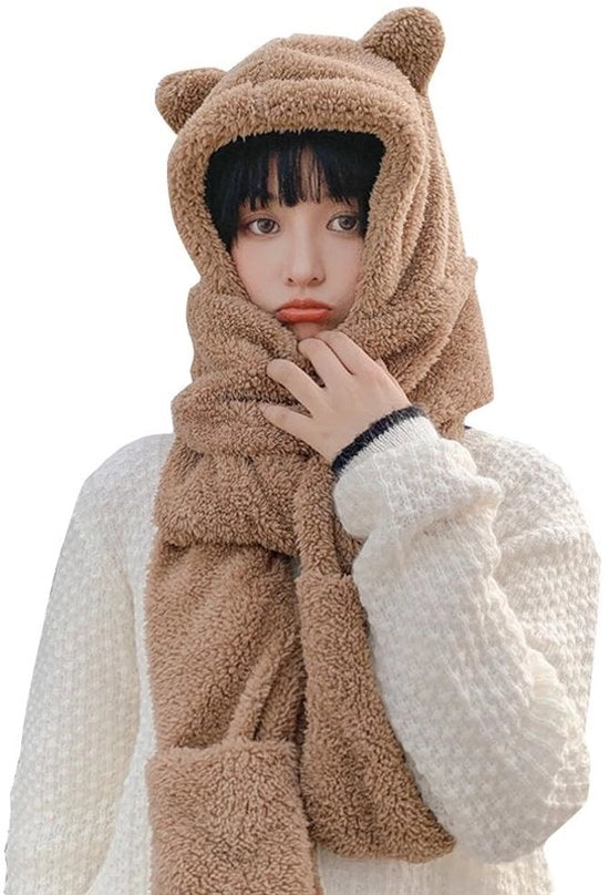 Sciarpa 3-in-1 - Cappuccio Spesso e Caldo - Con Piumini - Collare Caldo - Pile Soft Koraalfleece - Adatto per Adulti e Adolescenti - Cappuccio