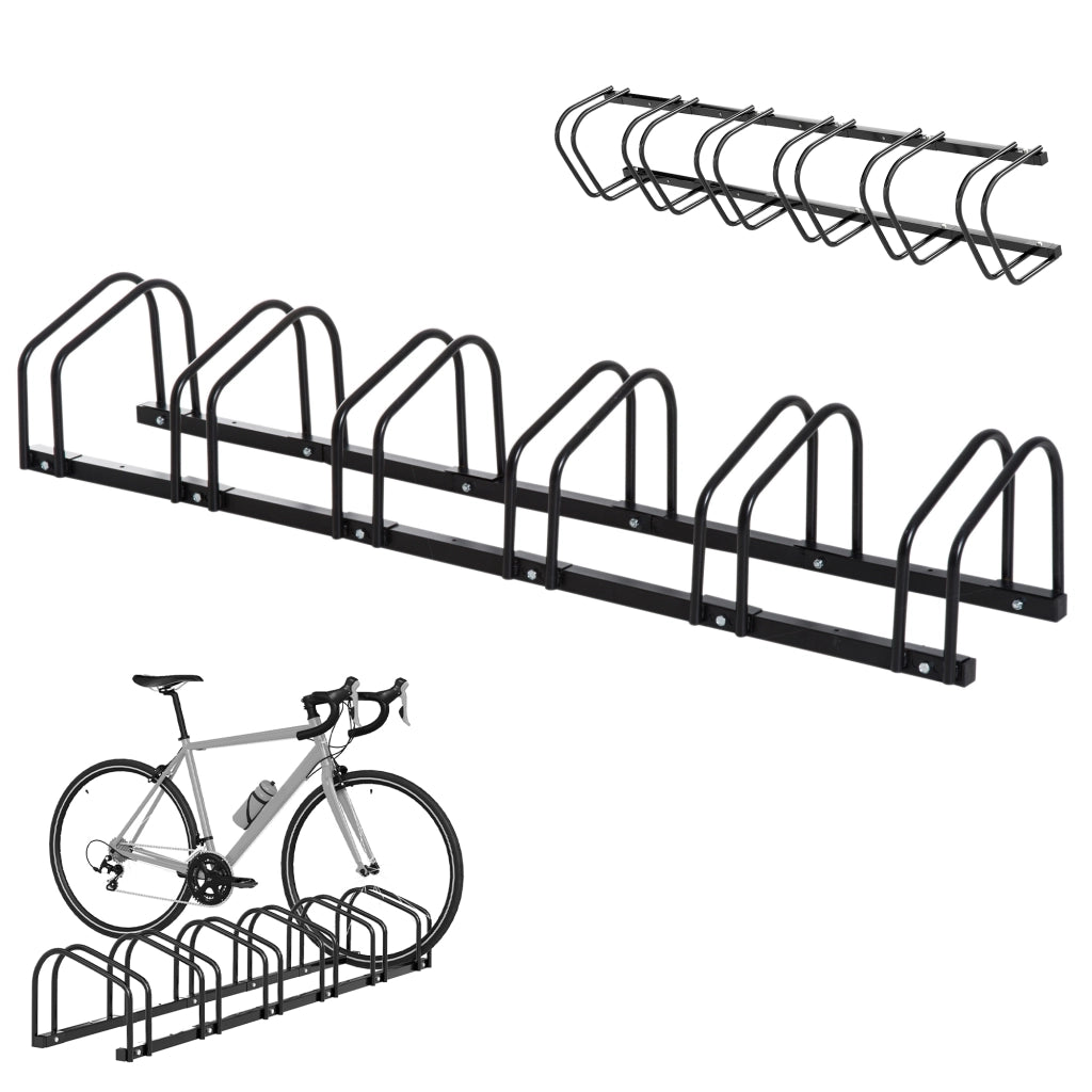 Supporto Bici da 6 ¨C Minimal ¨C 179x33x27 cm Acero Nero