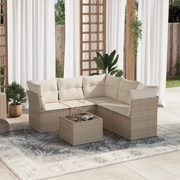 Set Divano da Giardino 6 pz con Cuscini Beige in Polyrattan 3217628