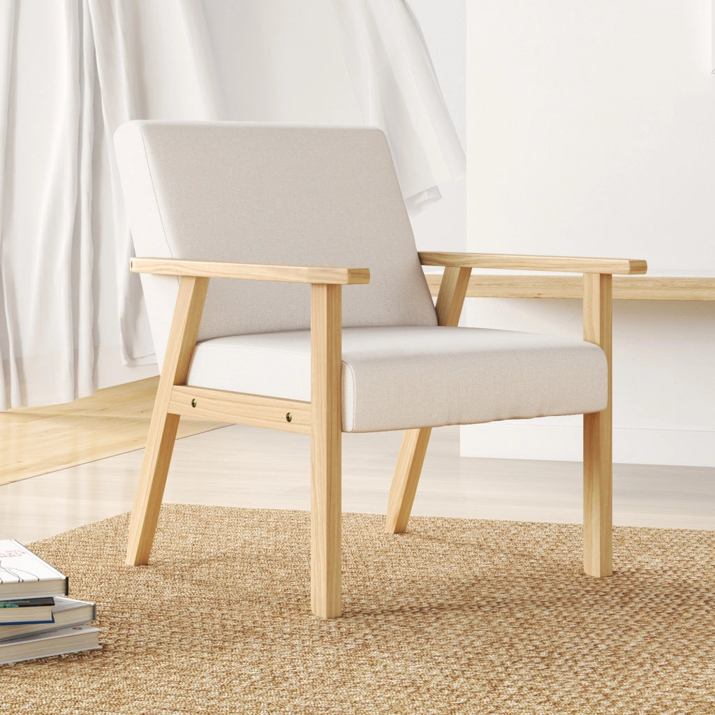 Poltrona in tessuto con braccioli ¨C Minimal ¨C crema 64x70x72