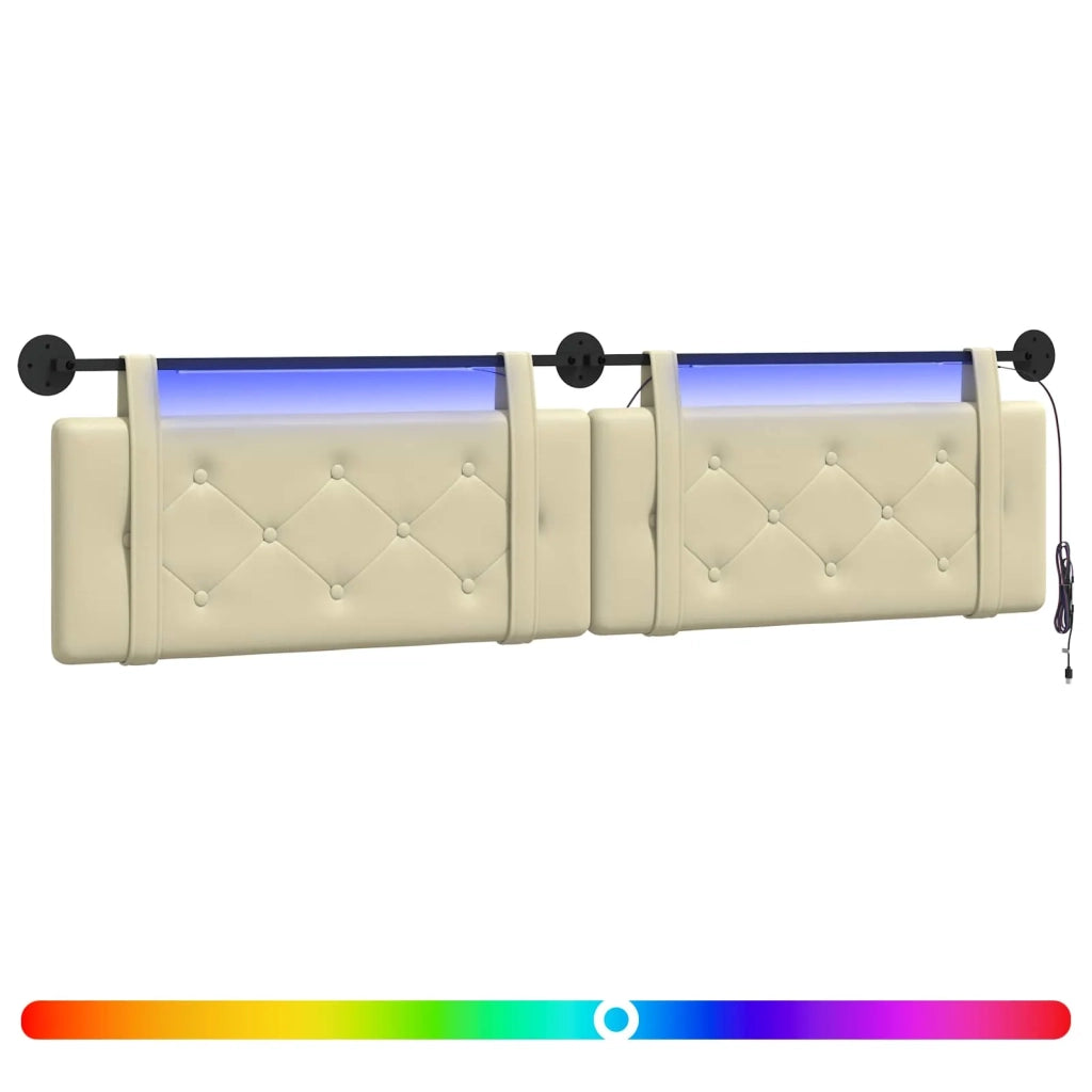 Testiera | Testata sospesa Con luce LED Crema Similpelle