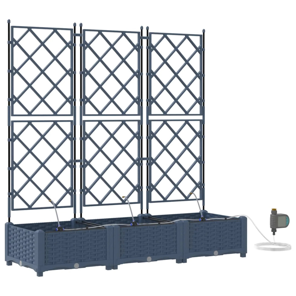 Fioriere | Cassetta per fiori | Vaso da giardino 3 pz Grigio 120 x 40 x 126 cm Plastica