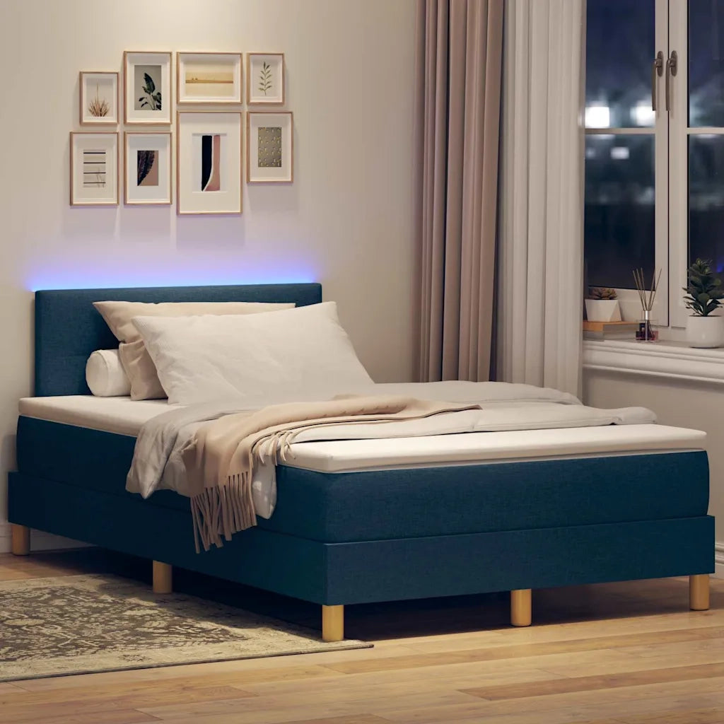 Letto a Sorgente LED con strisce LED Blu 120 x 190 cm Tessuto 3342428