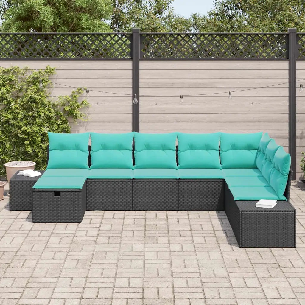 Set Divano da Giardino 8 pz Nero polyrattan 3359435