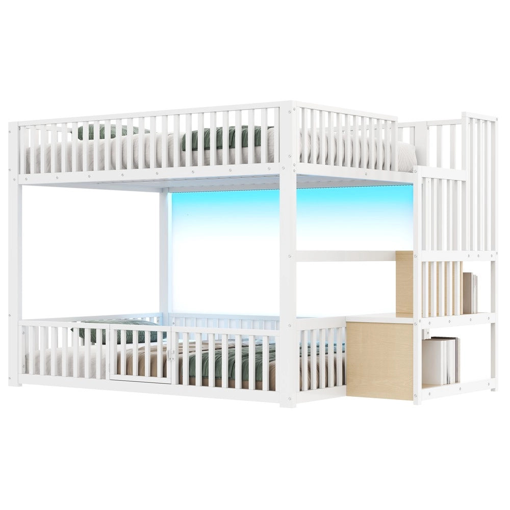 Letto a Castello con Contenitore e LED ¨C Xylo ¨C Bianco 140x200