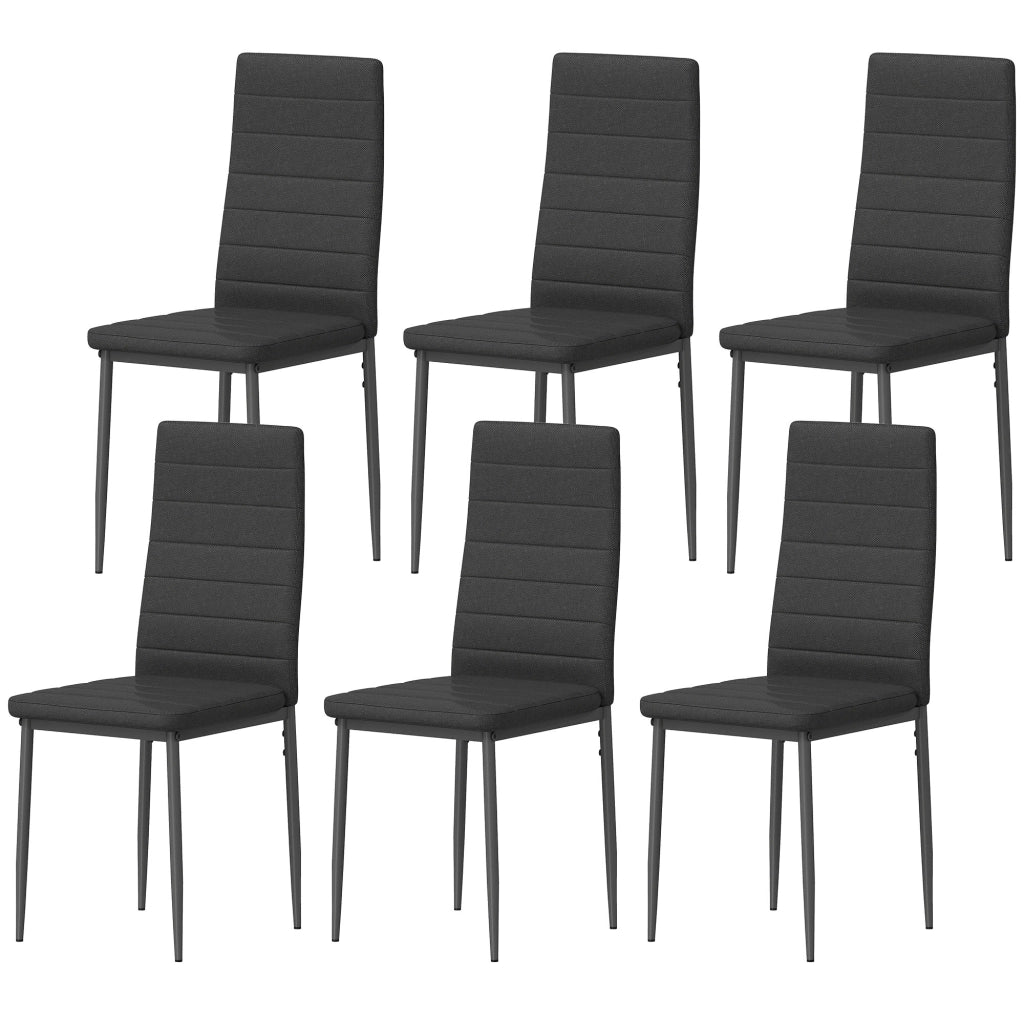 Set 6 Sedie da Pranzo Moderne Imbottite in Tessuto con Schienale Alto e Gambe in Metallo ¨C Zephmum ¨C Nero 41x50x97 cm