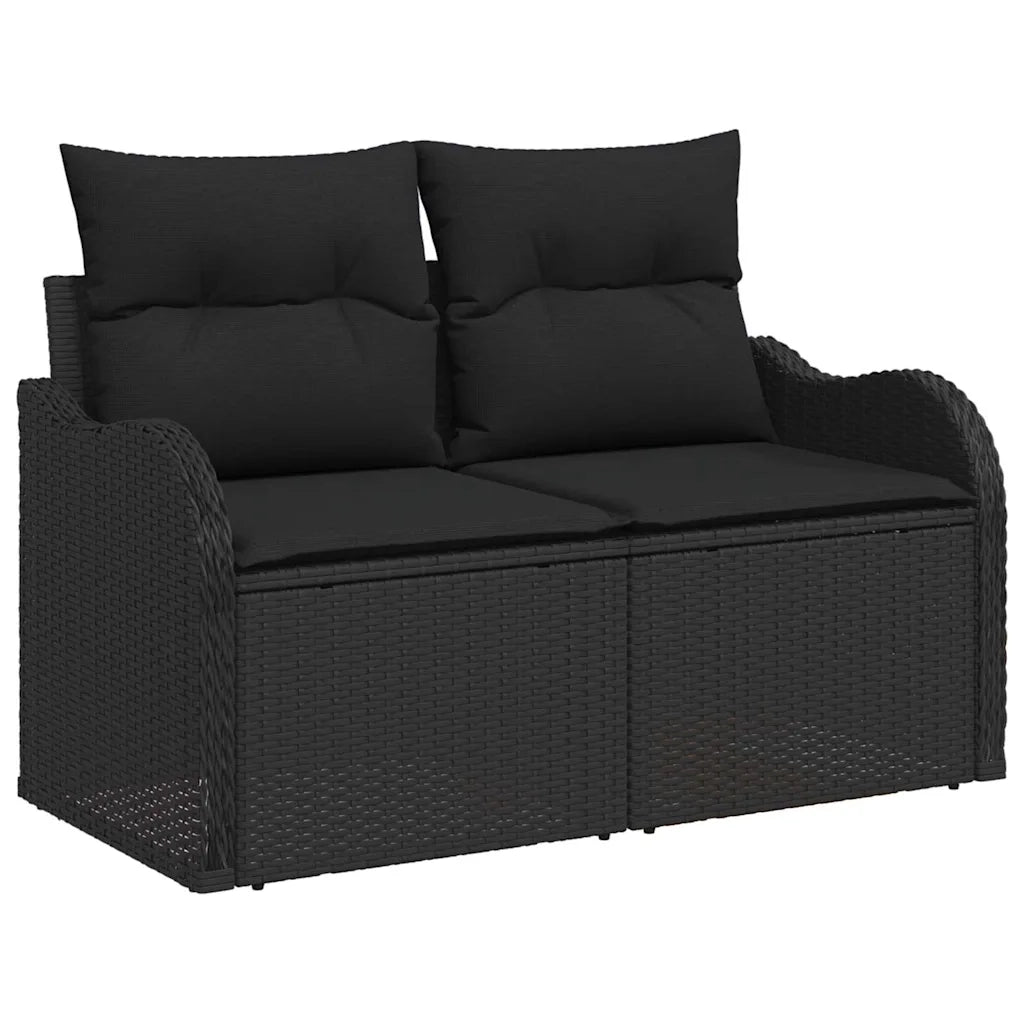 Set Divano da Giardino con archiviazione 11 pcs Nero polyrattan