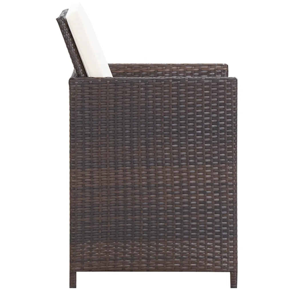 Set da Pranzo da Giardino 13 pz con Cuscini Polyrattan Marrone 42528