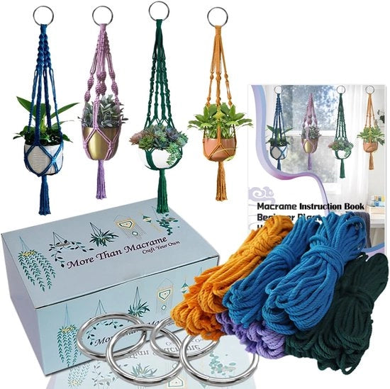 Kit di macramé - hobby creativo - 4 pezzi - inclusi corda e istruzioni