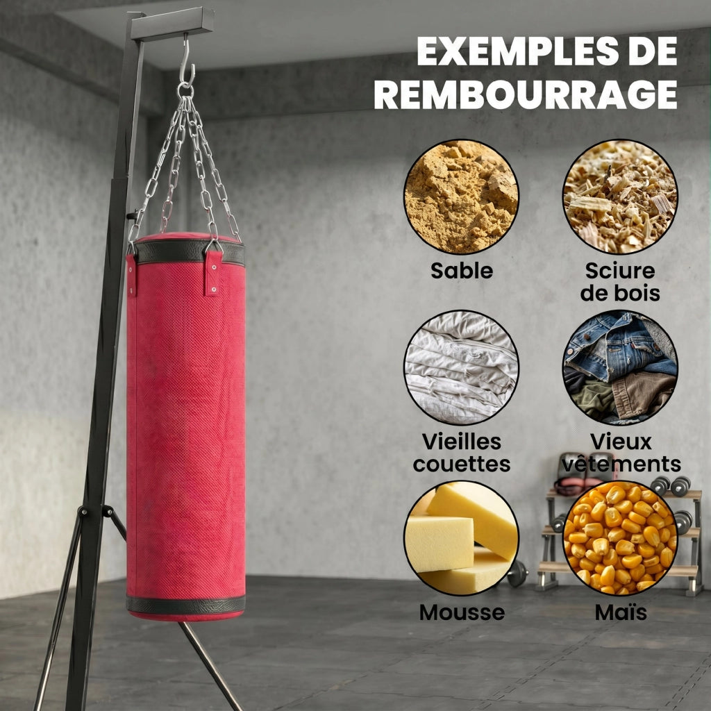 Sacco da Boxe Autoportante con Base Regolabile ¨C Minimal ¨C Rosso 175x91x231cm