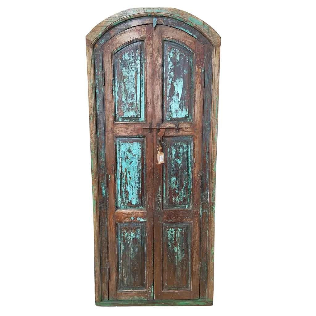 Porta artigianale in legno blu 82x10x197h cm