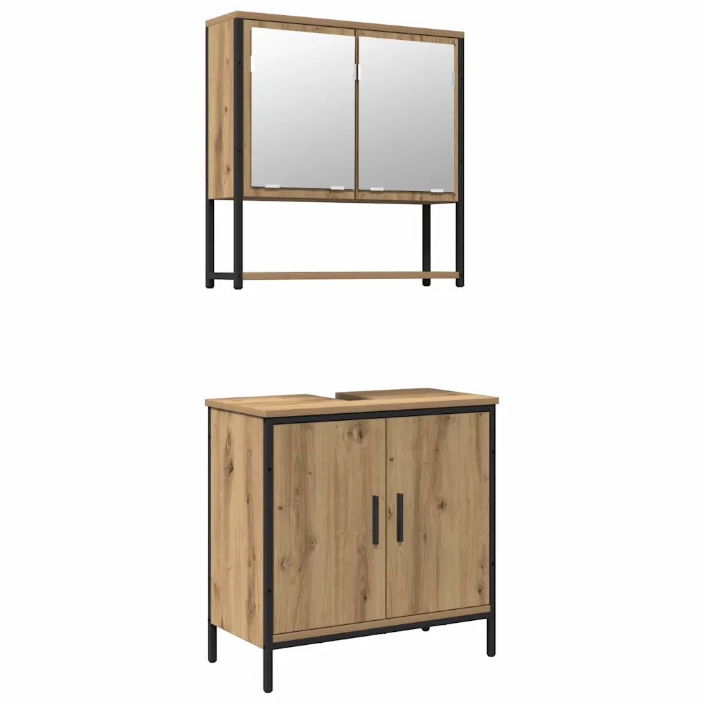 Set di mobili per il bagno 2 pcs Marrone Legno multistrato 3334323