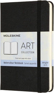 Libretto di note per acquerelli - Formato compatto - 60 pagine - Nero - Copertina in pelle naturale