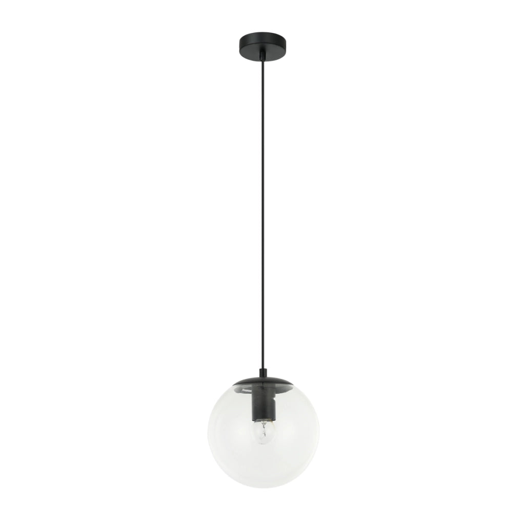 Sospensione Italux Sarpo nera vetro sfera Ø20 E27 40W