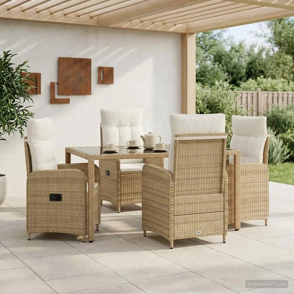 Set da pranzo per esterni 5 pcs Beige e Bianco Crema 3422340