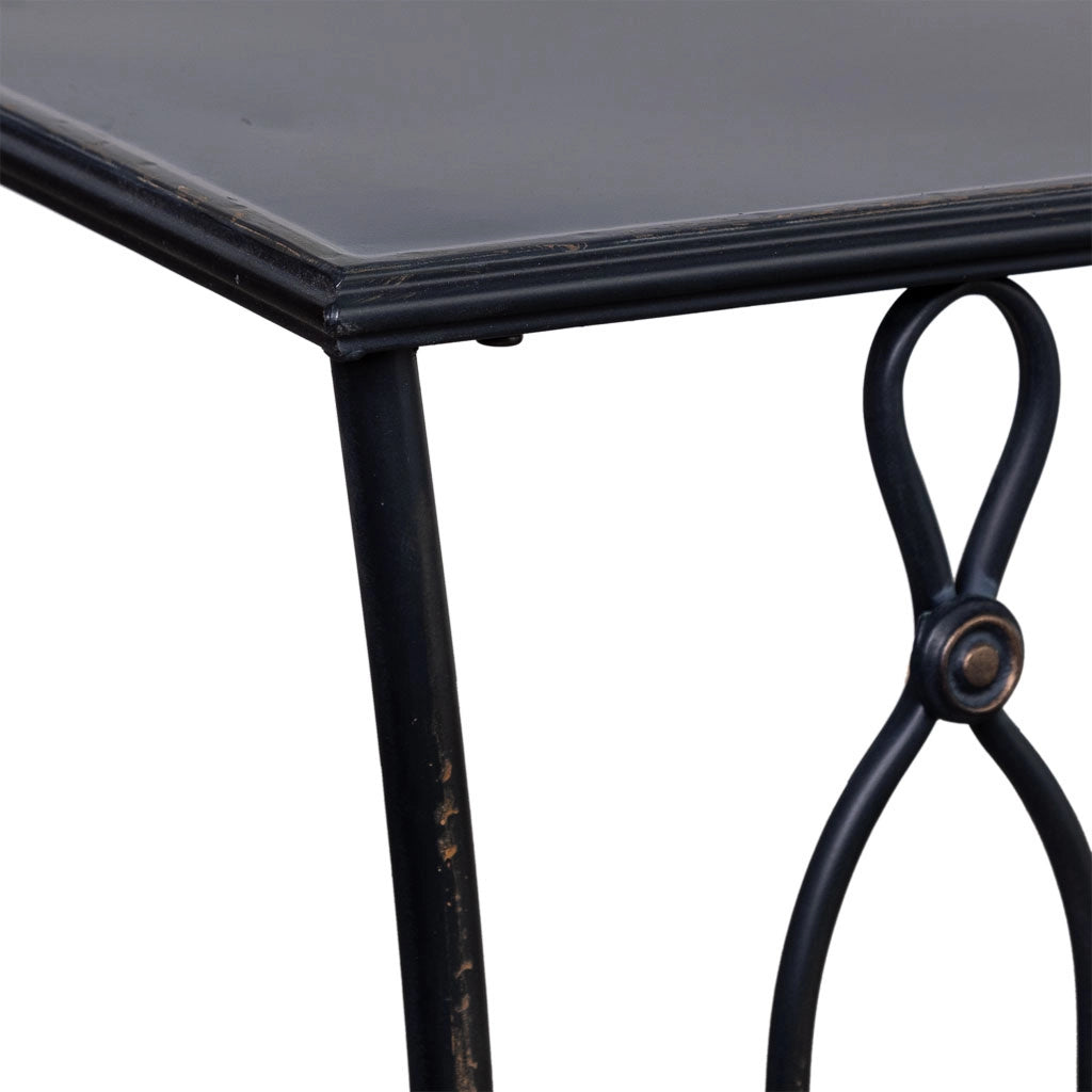 Console in metallo invecchiato nero 144x40x79