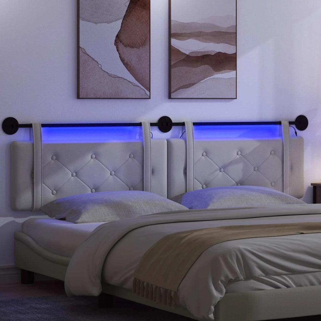 Testiera sospesa Con luce LED Bianco Similpelle 3424267