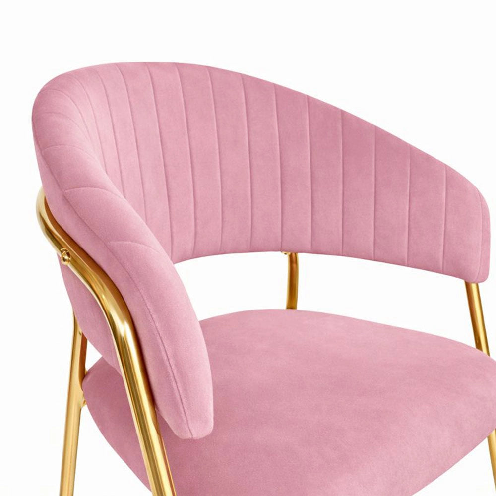 Sedie da sala da pranzo set da 4 Aurelia con schienale in velluto rosa