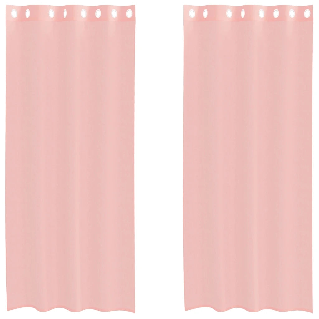 Tende in Voile con Occhielli 2 pz Rosa 140x245 cm 4102098