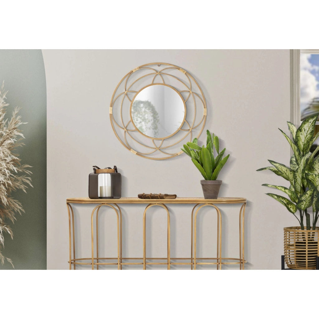 Specchio da parete Valencia con cornice in rattan naturale