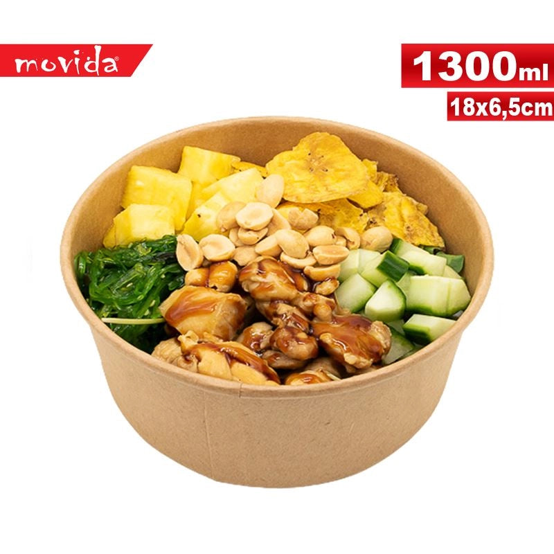 Set 25 Pezzi Coppette Monouso Take Away Bio 1300 ml 18 x 7 cm