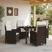 Set da pranzo per esterni 5 pz Marrone e Bianco Crema 3422311
