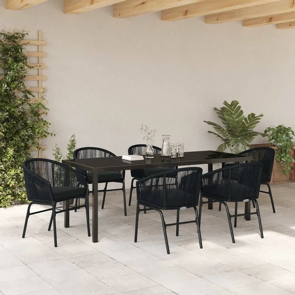 Set da Pranzo per Giardino 7 pcs Nero 3379350