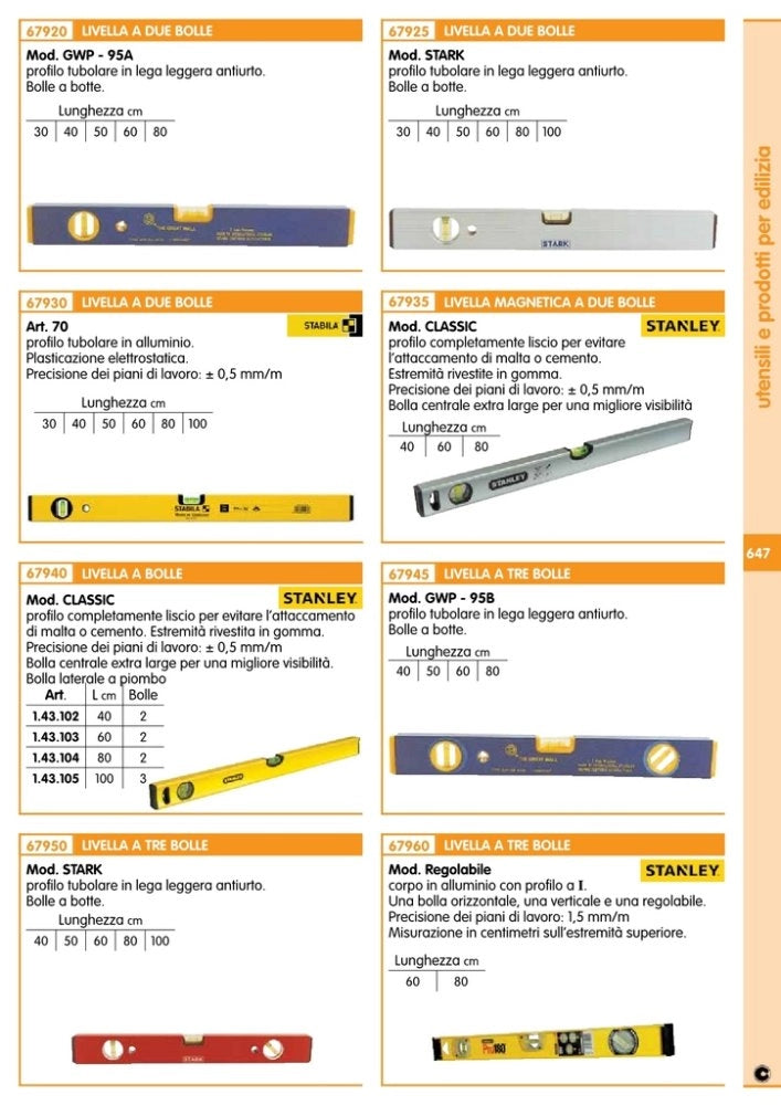 1pz livella a 2 bolle stabila art.70  60 cm cod:ferx.8574