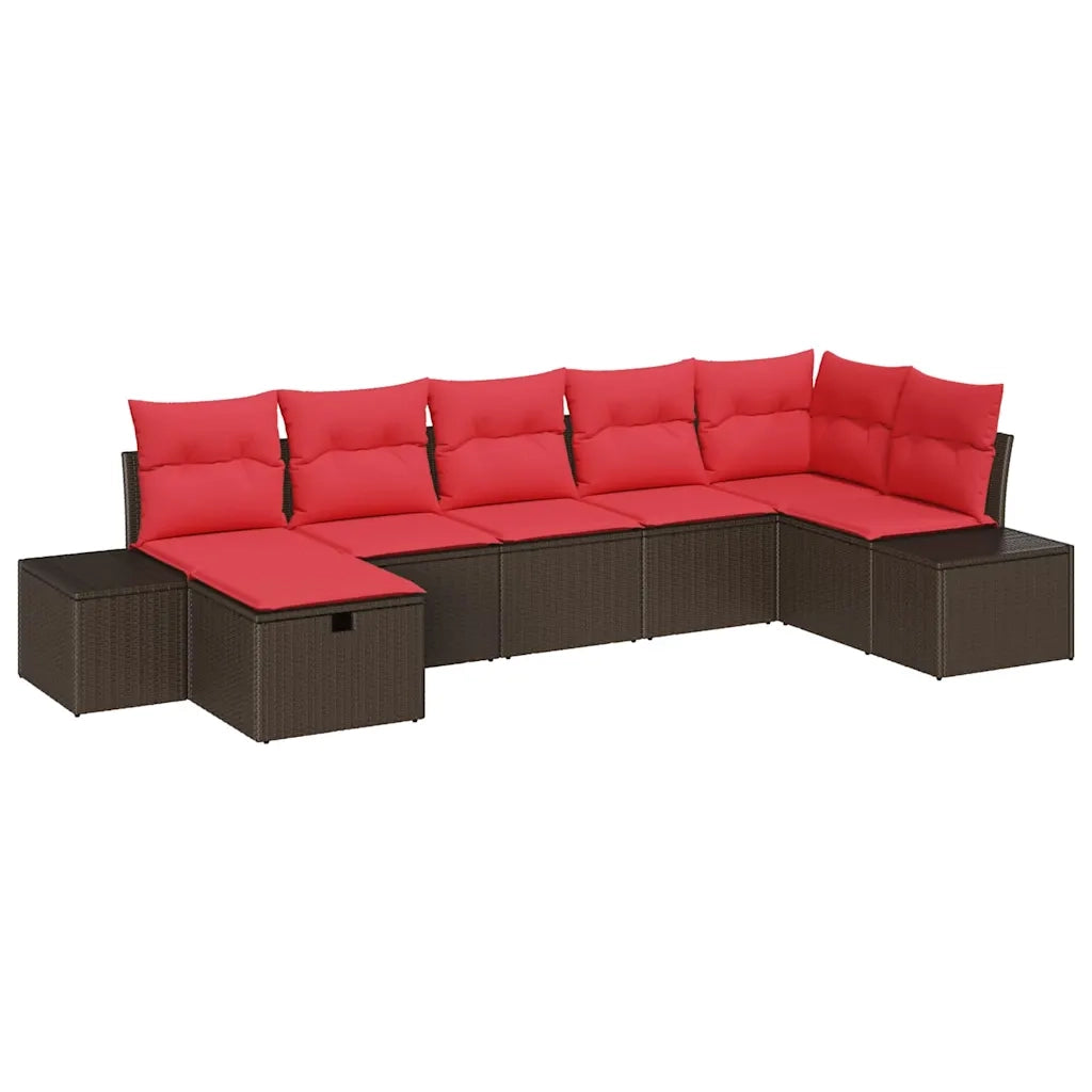 Set Divano da Giardino con cuscino 7 pcs Marrone polyrattan 3359403