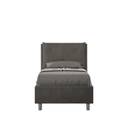 BS COM Letto singolo senza rete imbottito 80x200 microfibra grigio