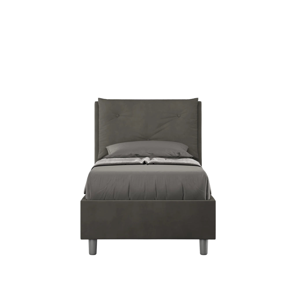 BS COM Letto singolo senza rete imbottito 80x200 microfibra grigio