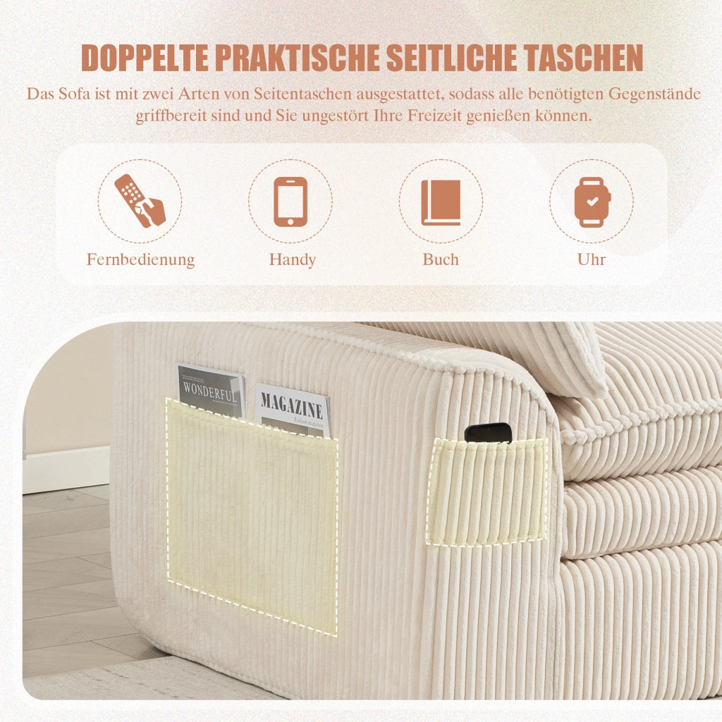 DIVANO 2 posti 191x94x85 cm in corduroy beige