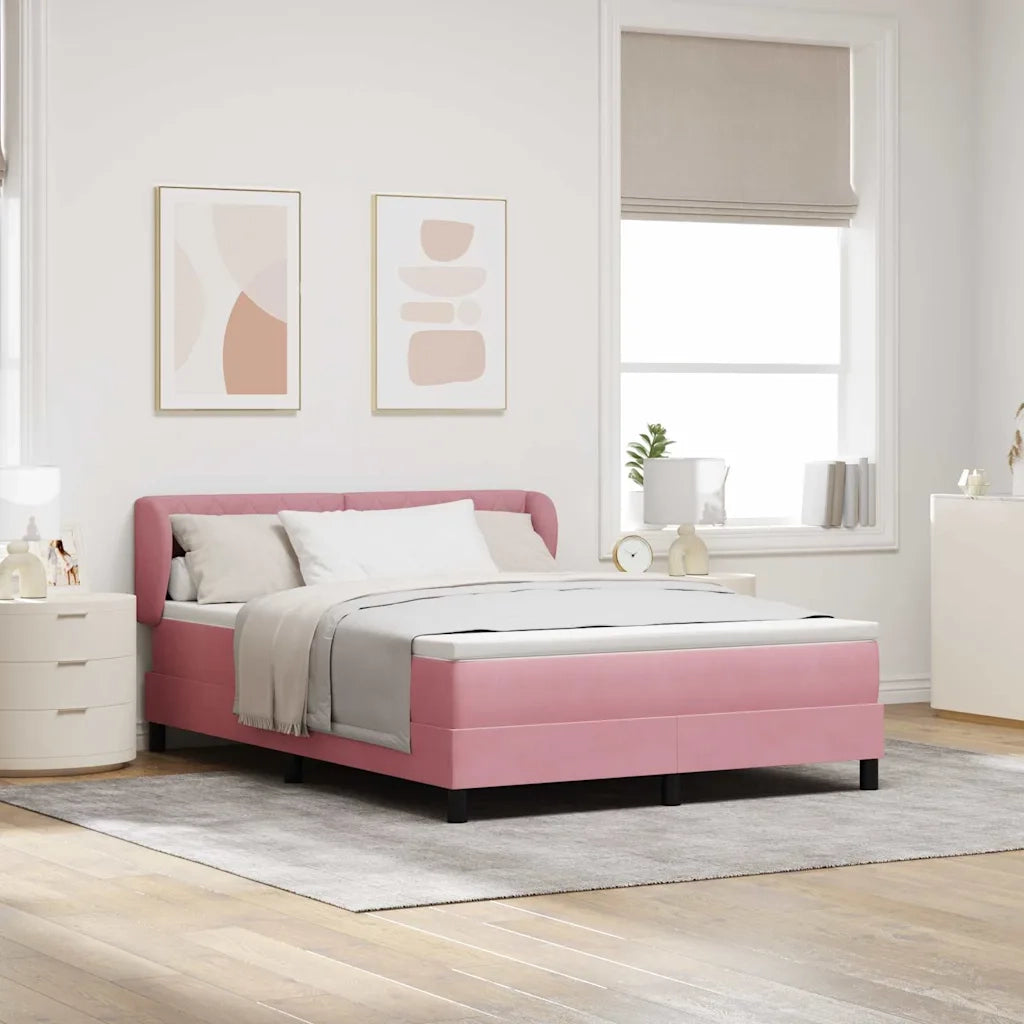 Letto a molle con testiera Rosa 160 x 200 cm Velluto 3340345