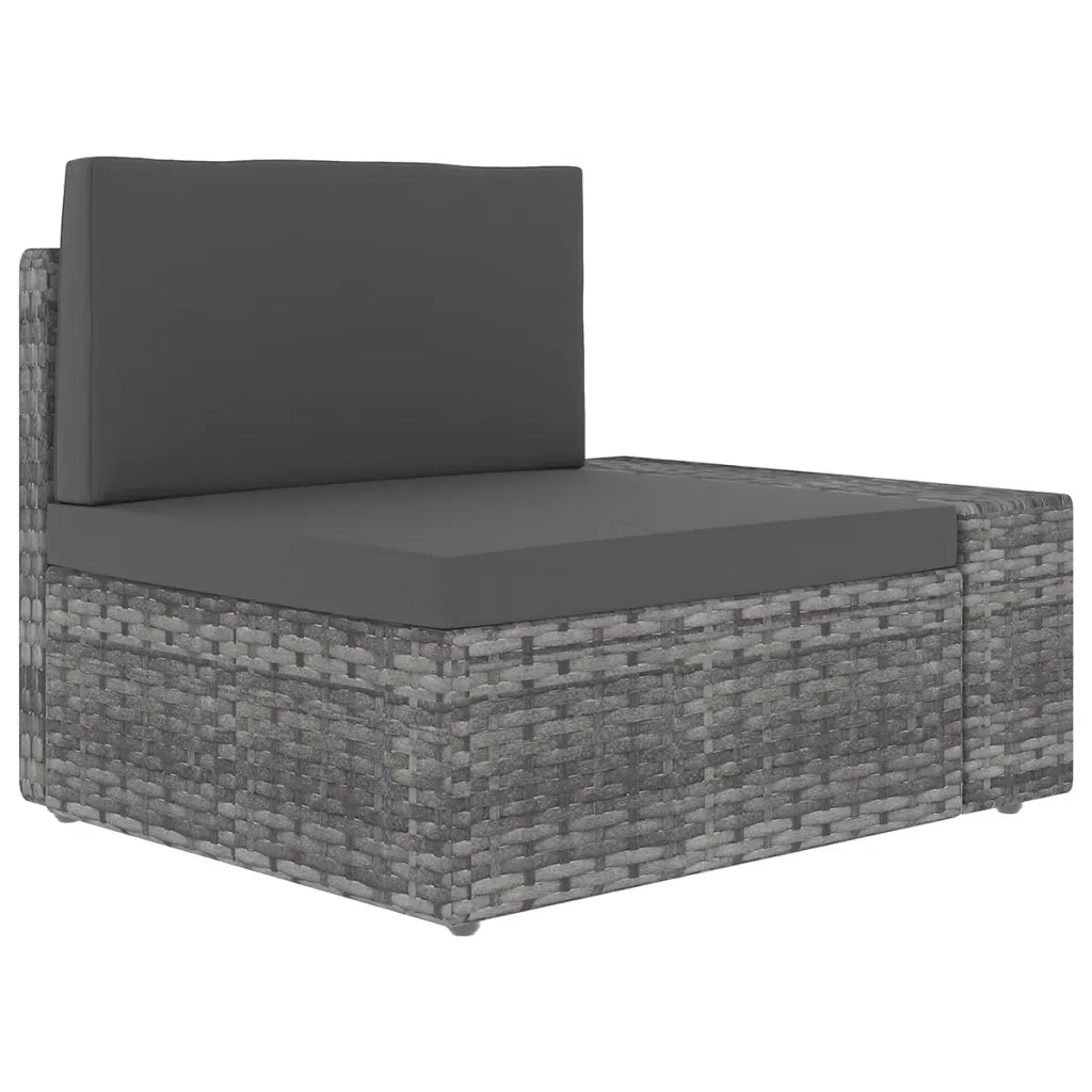 Set Divani da Giardino 9 pz con Cuscini in Polyrattan Grigio 3067184