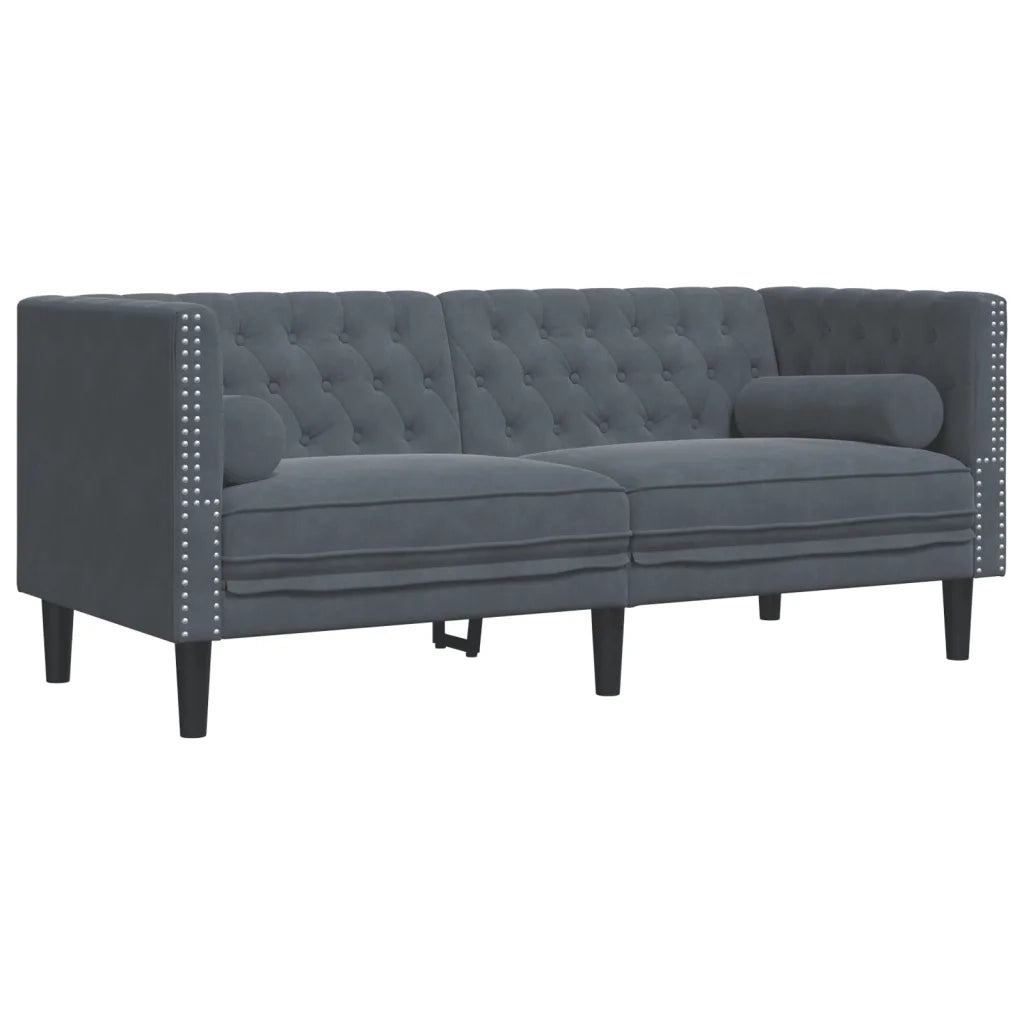 Set Divani Chesterfield 2pz con Cuscini Grigio Scuro Velluto 3209292