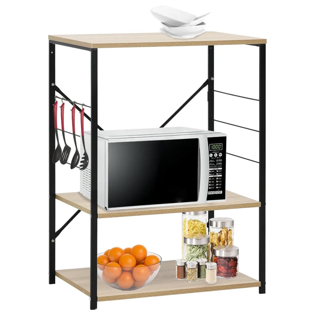 Mobile Microonde Nero e Rovere 60x39,6x79,5cm Legno Multistrato CFW6844835