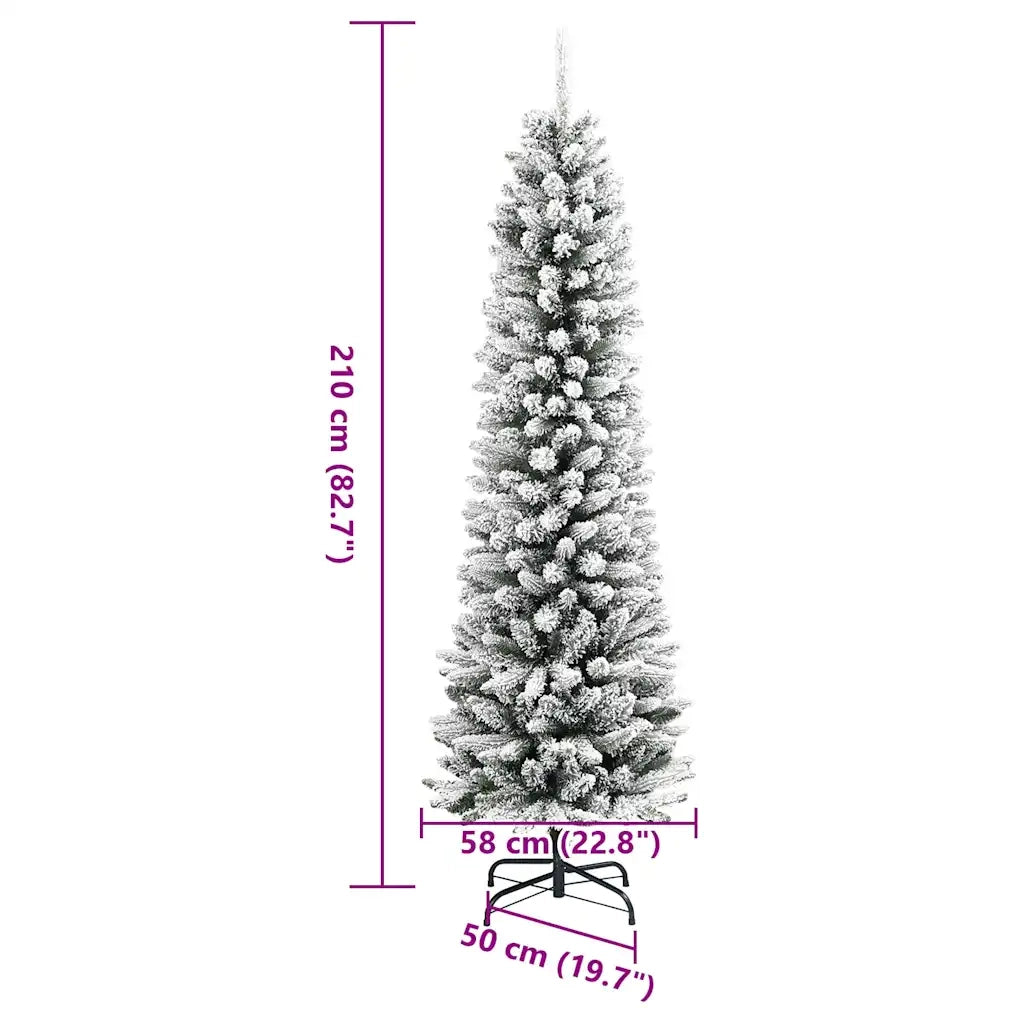 Albero Natale Artificiale Sottile Neve Floccata-Albero Natalizio 120cm PVC e PE 769174