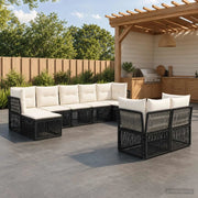 Set Divano da Giardino 9 pz Nero polyrattan 3434362