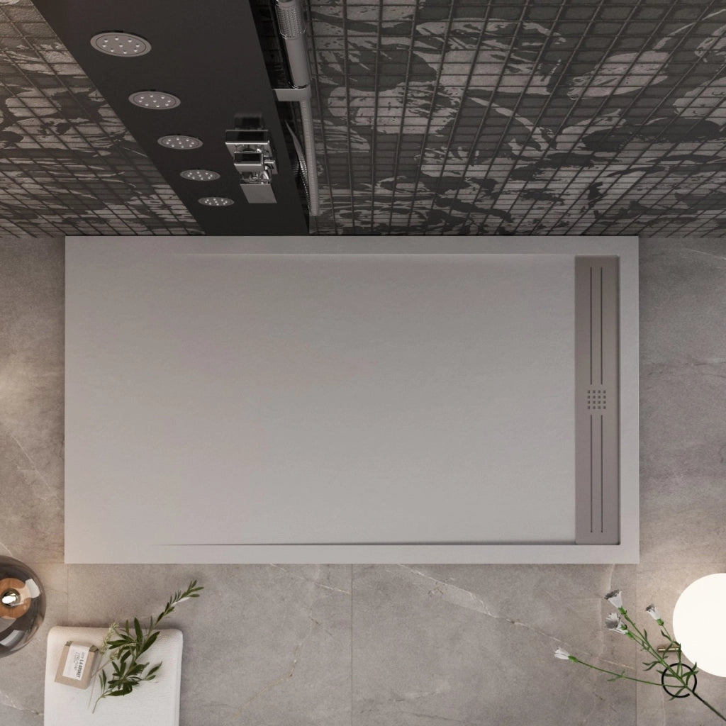 Piatto doccia in marmoresina grigio chiaro effetto pietra cemento relax, misura 70x180