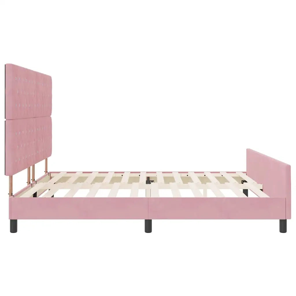 Letto a molle con testiera Rosa 200 x 200 cm Velluto 3344902